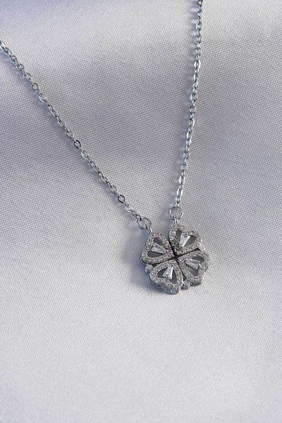 Skygo 316L Steel Special Series Silver Color Pop up Clover Model Women's Necklace