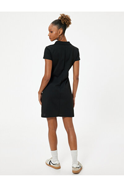 Koton Mini Polo Neck Dress - Half Zipper, A-line, Short Sleeve