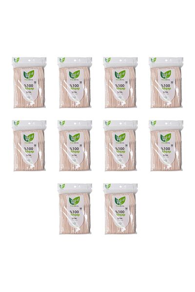 Roll-Up Ecological Natural Nature Friendly 100% Wooden Fork - 16 Cm. - 10 Pack of 50