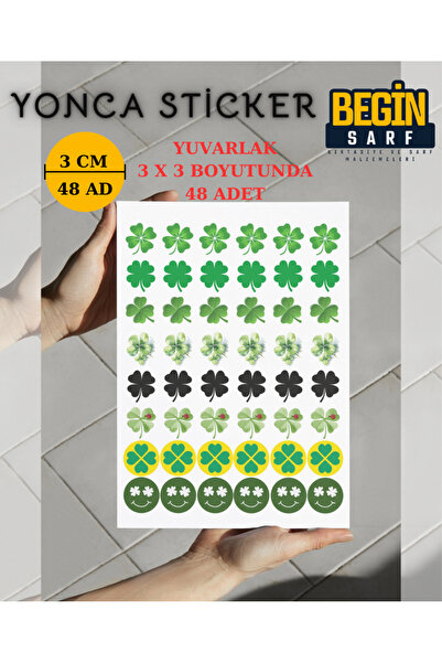 BEGİNSARF YONCA STİCKER ETİKET 3 CM 48 ADET