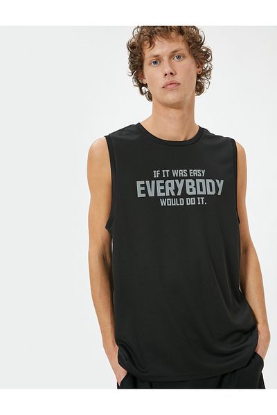 Koton Αμάνικο αθλητικό εσώρουχο Crew Neck - Slogan Printed