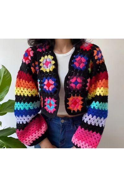 El örgüsü Motif Crochet Cardigan for Women, Hand Knitted Cardigan, Trend Cardigan