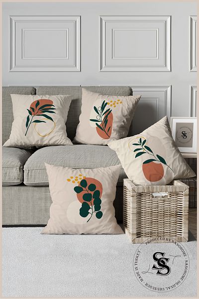 SasoHome Set de 4 huse de pernă cu imprimare digitală cu model de flori cu design suprarealist modern