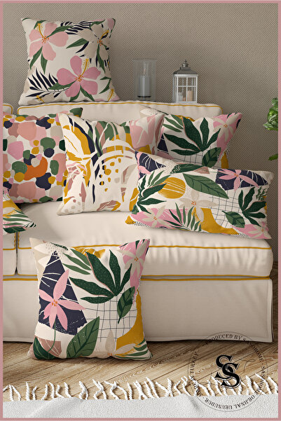 SasoHome Барвистий квітковий карнавал рожеві квіти з візерунком 4pcs Цифровий друкований чохол для подушки