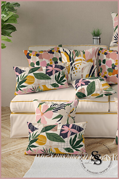 SasoHome Барвистий квітковий карнавал рожеві квіти з візерунком 4pcs Цифровий друкований чохол для подушки