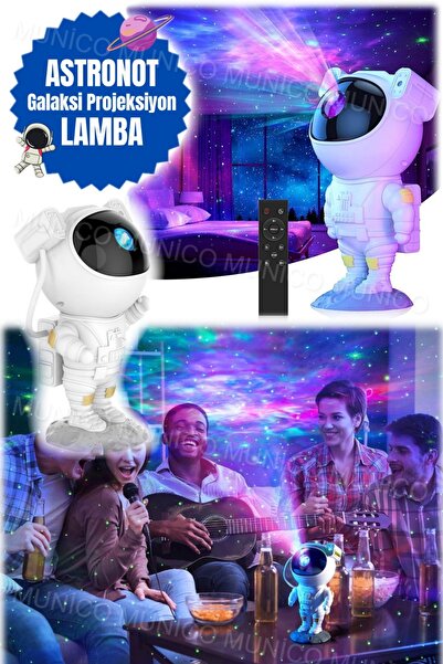 Munico Yeni Astronot Galaxy Yıldız Projektör Yıldızlı Gece Lambası Bulutsusu Galaxy Uzay Projektörü Yıldız