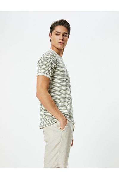 Koton Textured T-Shirt Short Sleeve Crew Neck