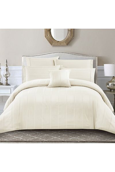 Donetella 8-Piece 300 TC Cotton Solid King Comforter Set 240x260 cm