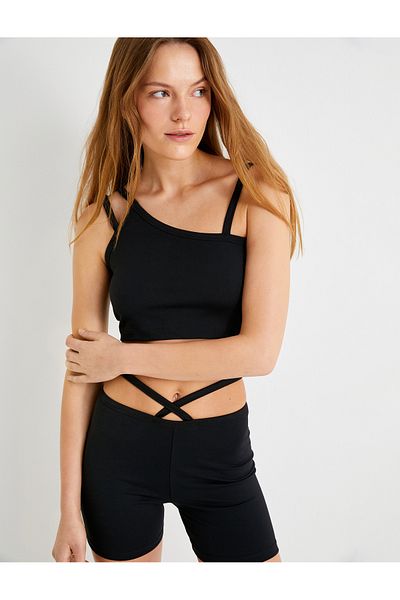 Koton Sports Bra Without Cap Asymmetrical Strap Detailed Slim Fit