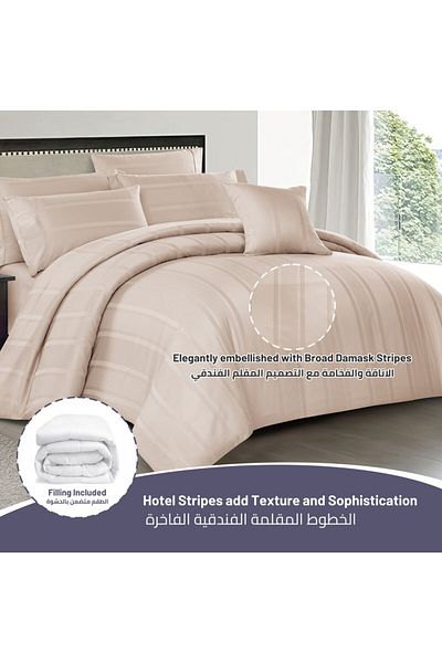 Donetella 8-Piece 300 TC Cotton Solid King Comforter Set 240x260 cm