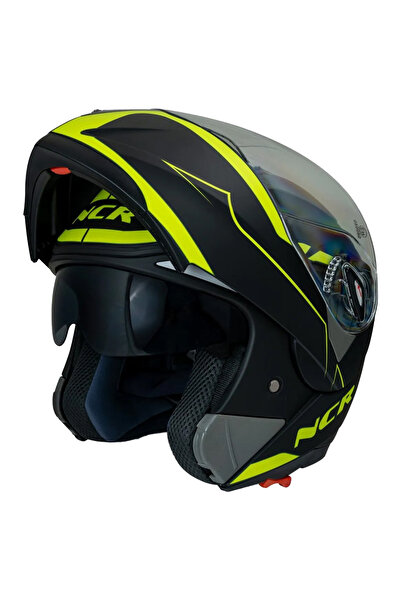 NCR Çene Açılır Kask Sarı Siyah Ece Belgeli