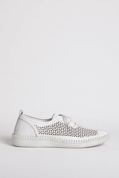 Dericlub Pantofi de damă respirabili cu talpă flexibilă albă - piele naturală BR 04034
