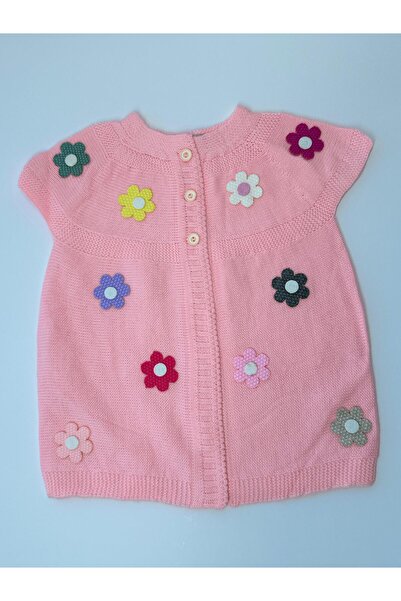 EM&FA TEKSTİL Floral Girl's Knitwear Vest with Robe 5-8 Years