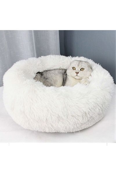 oceanking Plush Wellsoft Short Fur Soft White Cat Bed - Dog Bed Cushion