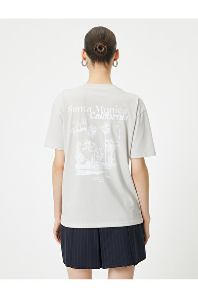 Koton Crew Neck Comfortable Short Sleeve T-Shirt - Back Printed