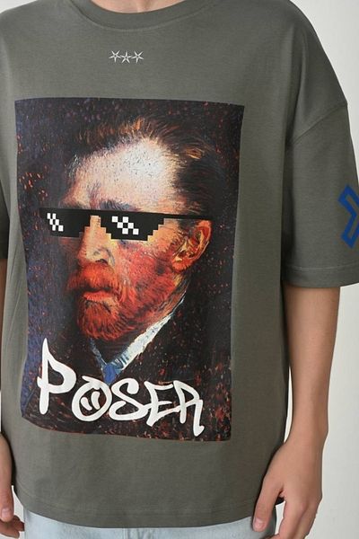 CreativeStyle Ανδρικό μπλουζάκι Oversize Poser με στάμπα με ειδικό σχέδιο