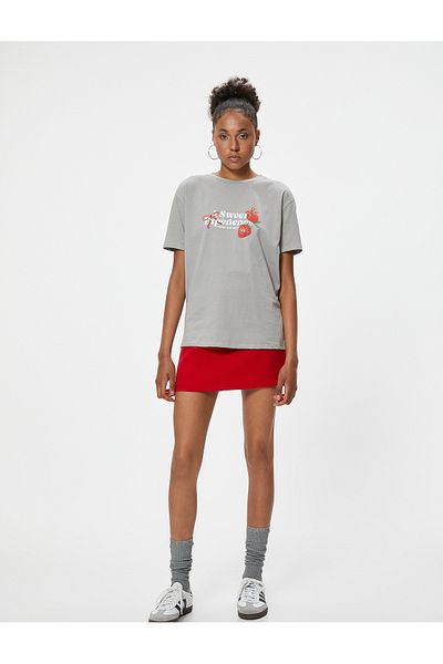 Koton Crew Neck Printed Cotton T-Shirt