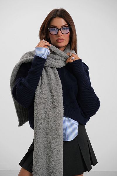 Black Fashion Boucle Gray Scarf