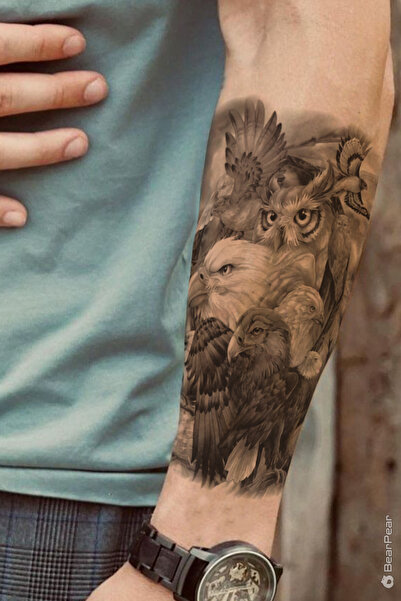 BearPear Kartal Büyük Boy Geçici Dövme Tattoo 21x15 cm