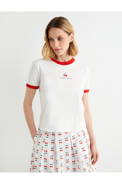 Koton X Tuba Unsual - Tričko s krátkým rukávem s třešňovým potiskem