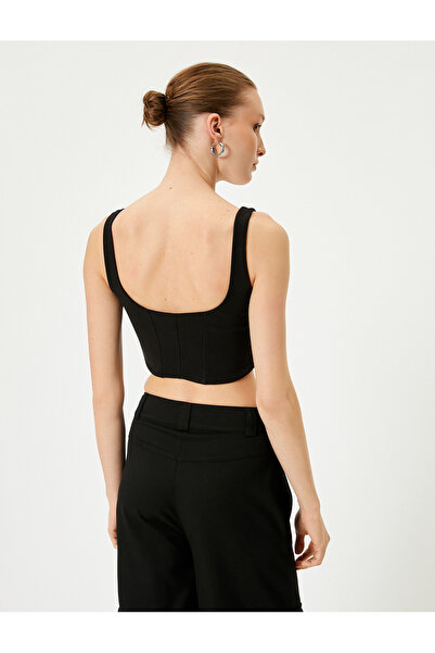 Koton Crop Athlete Corset Look Τετράγωνο γιακά λουράκι