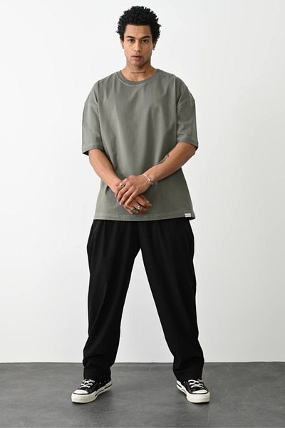 CreativeStyle Ανδρικό μπλουζάκι Oversize Μεταξένιο Apreli Κανάλι Αντίθεσης Ραμμένο Ειδικό Σχέδιο
