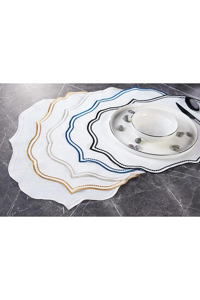 Onedekor 6 τεμαχίων American Service Κεντημένο Lisa Linen Effect (Πλένεται στο πλυντήριο)