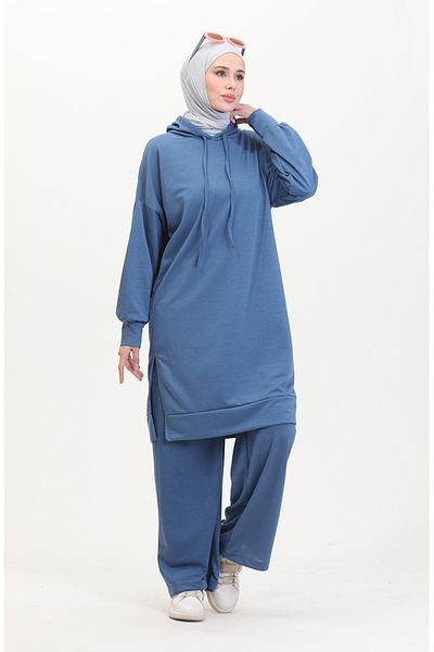 sefamerve Indigo-Trainingsanzug-Set mit Kapuze – 0057-09