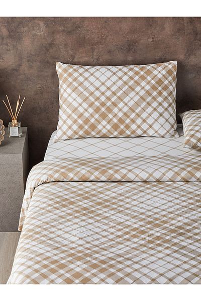 English Home Set cuvertură de pilota dublu bej mono Check