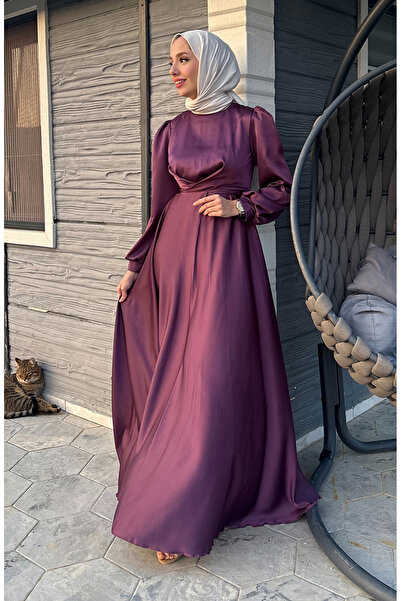 sefamerve Βραδινό φόρεμα Kobe Satin 5513-04 Claret Red - Γραβάτα στο μπροστινό μέρος