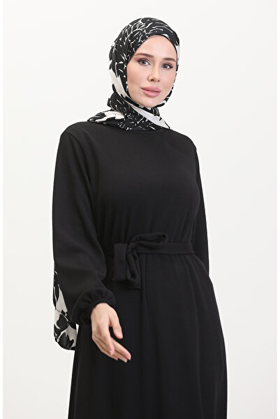 sefamerve Auger Fabric Ribbed Ruffle φόρεμα 0528-04 Μαύρο