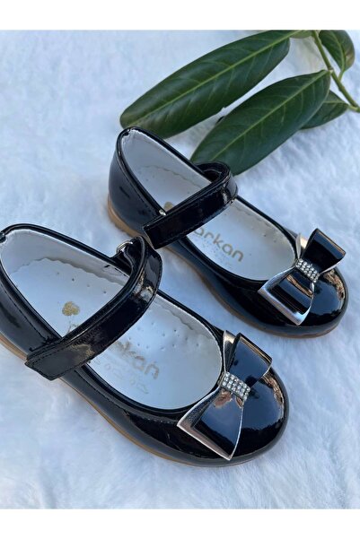 TAKI DERYASI Girl's Baby Shiny Black Party Ballerinas