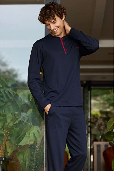 İpek Men's Long Sleeve Plus Size 100% Cotton Pajama Sets