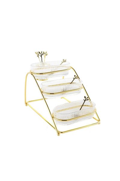 Mikasa Moor 3-Tier Gold Metal Glass Service - 31X19X20Cm P350. 824176