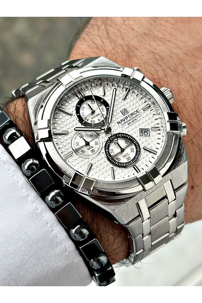 Naviforce Men's Wristwatch and Bracelet with Gift - Calendar