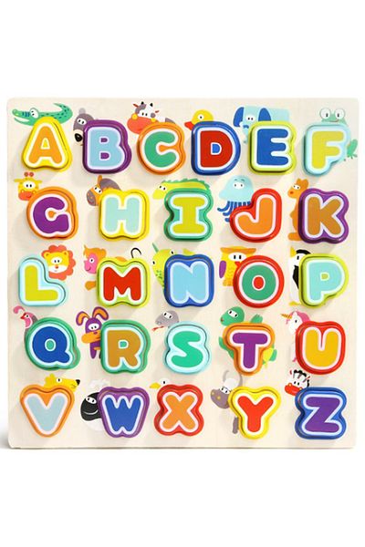 Bebeluc Puzzle din lemn - Litere si animalute