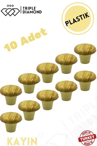 Triple Diamond 10 قطعة زر الفطر الزان الأثاث المستديرة درج مقبض خزانة المطبخ مقبض مقابض (البلاستيك الصلب)