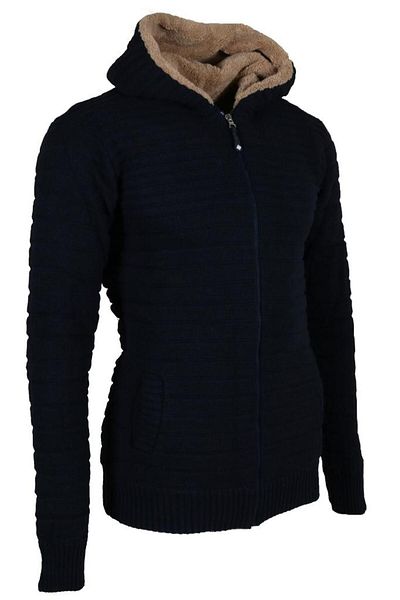 Modarar Ανδρική πλεκτή ζακέτα Navy Blue με κουκούλα και γούνα εσωτερικά RAR01259