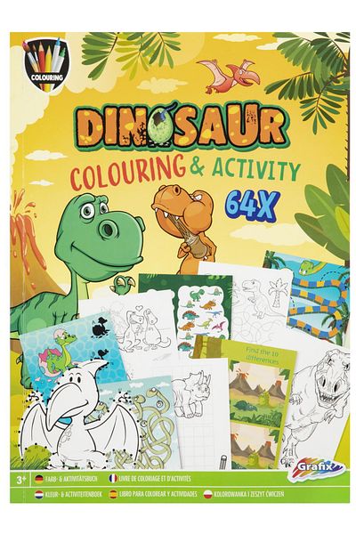 GRAFİX Coloring book with activities - Dinosaur