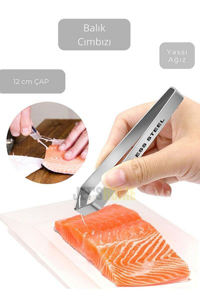 Jet's Home Straight Tip Fish Tweezers Fishbone Tweezers Stainless Steel Fish Fishbone Cleaning 12cm