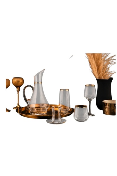Güral Elegance  31 Parça 6 Kişilik Paşabahçe Cam Bardak Seti Gold