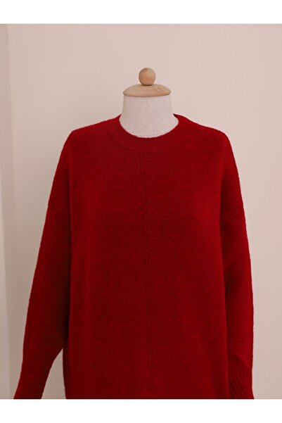 Modamorfo Crew Neck Hidzsáb téli kötöttáru Tunika -piros