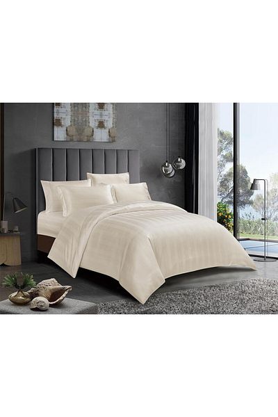 Donetella Variegated Stripes Bedding Comforter Set, 7 Pcs King Size Removable Cover Fits 240x260 Cms