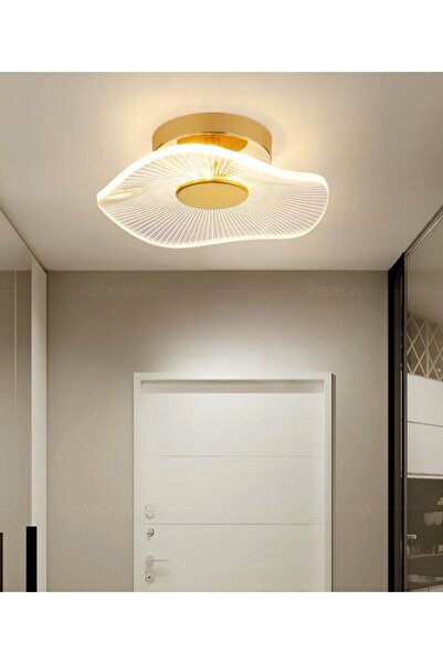 Buiva Modern Plafonyer Lotus Tekli Tavan Avize French Gold Sarı Power Led Avize Warm White