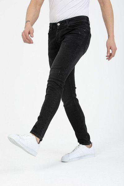 OneZero Ανδρικό μαύρο τζιν Destroy Skinny Fit