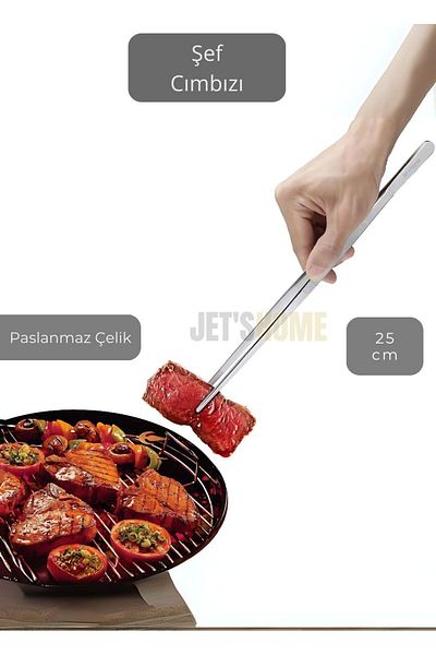 Jet's Home Stainless Straight Tip Sheffard Tweezers - Steel for Kitchen and Tongs, 25cm