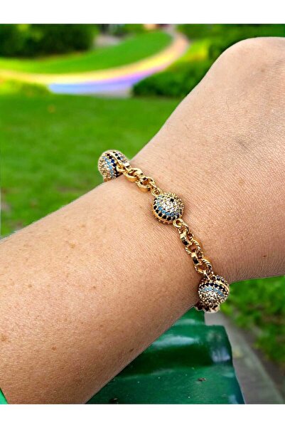 XUPING JEWELRY Nazar Boncuğu Taş Detaylı Xuping Paslanmaz Çelik Zincir Bileklik