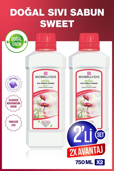 BioBellinda Natural Liquid Hand Soap Sweet 2X750 ml (Set of 2)