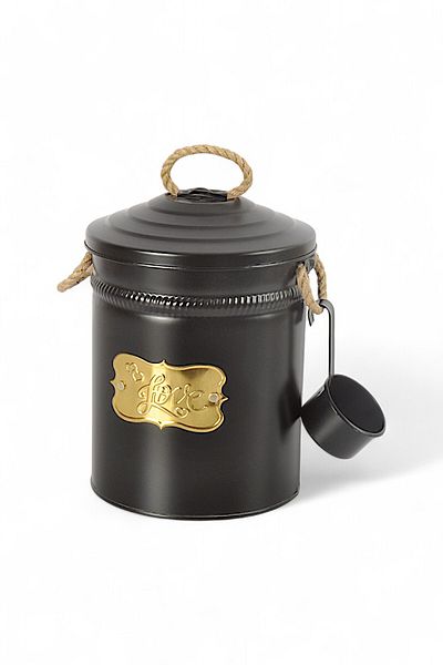 Milenay 5Lt Capacity Gold Detailed Kitchen Organizer - 18X18X21Cm with Scale and Cover Design