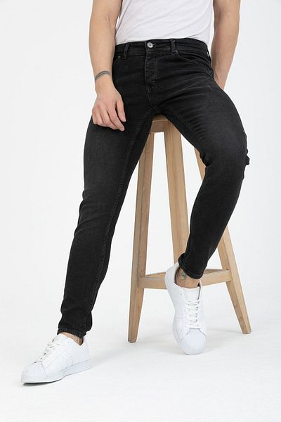 OneZero Ανδρικό μαύρο τζιν Destroy Skinny Fit